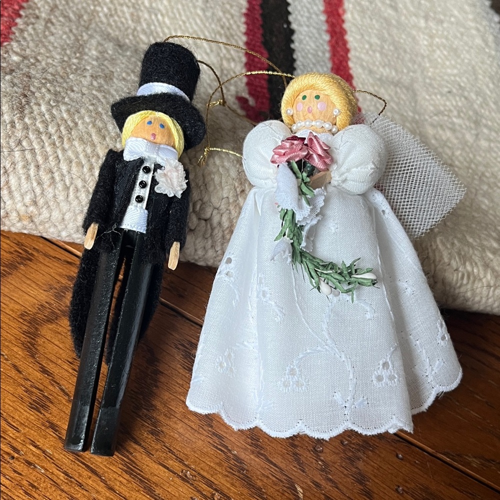 Bride and Groom Holiday Ornaments - White and Black